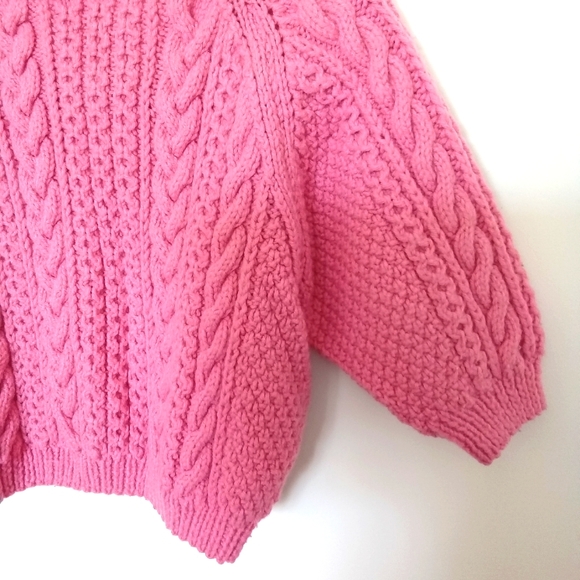 Girls Handmade Cable Knit Crew Neck Cardigan - Picture 12 of 13